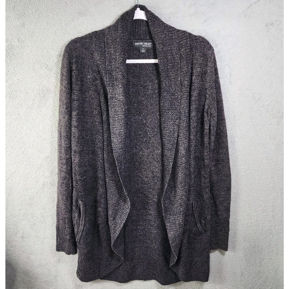 Barefoot Dreams Cardigan CozyChic Lite Circle Open Grey Pockets Womens Medium